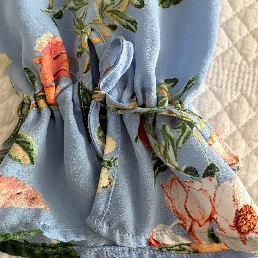 FLORAL/BLUE BLOUSE π - Picture 4 of 6